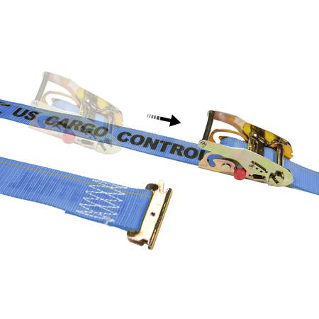 US CARGO CONTROL 2" x 20' Blue Sliding E Track Ratchet Strap w/ Spring E-Fittings SLIDE20SEF-BLU